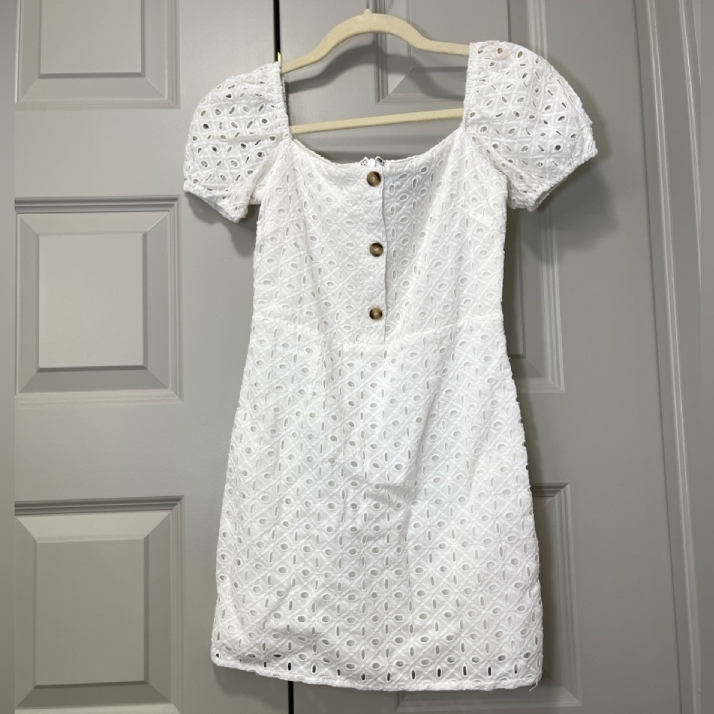 Pink Lily White Eyelet Dress | size: S